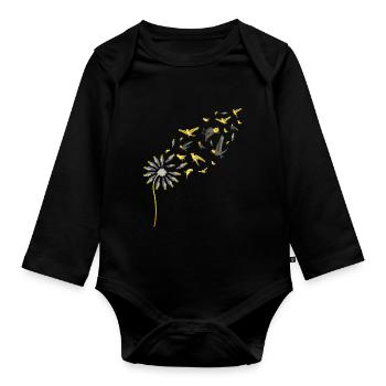 Bird Pet Gift Dandelion Cockatiel - Organic Longsleeve Baby Bodysuit - black - Front