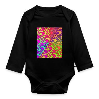 Buntes Kuh Muster Kuhflecken Kuh Geschenk Kuh - Baby Bio-Langarm-Body - Schwarz - Vorne