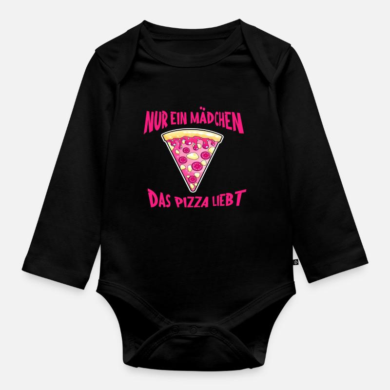 Nur ein Mنdchen, das Pizza liebt - Body Bébé bio manches longues - noir