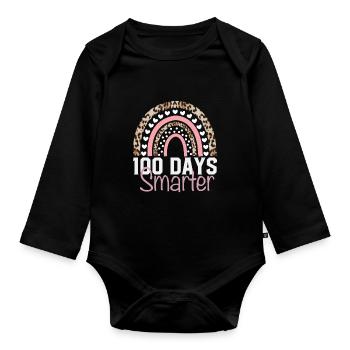 100 days smarter - Organic Longsleeve Baby Bodysuit - black - Front