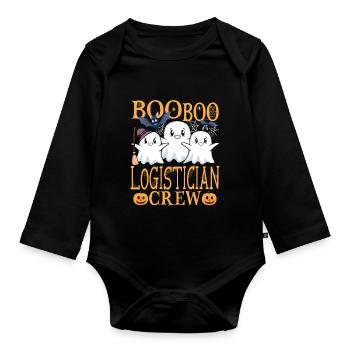 Logistiker uu Lustiger Logistiker - Baby Bio-Langarm-Body - Schwarz - Vorne
