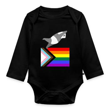 LGBT eine Regenbogenflagge Panda Bär - Baby Bio-Langarm-Body - Schwarz - Vorne