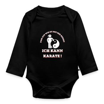 PASS AUF ICH KANN KARATE - Baby Bio-Langarm-Body - Schwarz - Vorne