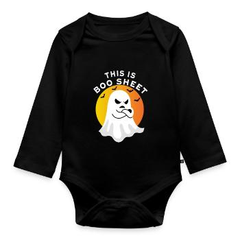 Halloween - Ghost this is boo sheet - Body Bébé bio manches longues - noir - Devant