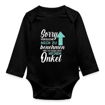 Ich versuche mich zu benehmen - Onkel - Baby Bio-Langarm-Body - Schwarz - Vorne