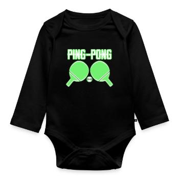 Ping pong racket free time gift table tennis player - Organic Longsleeve Baby Bodysuit - black - Front