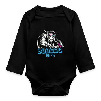 Lustiges Affe Schimpanse DNA - Baby Bio-Langarm-Body - Schwarz - Vorne