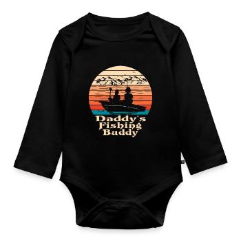 Daddys Fishing Buddy Angeln Karpfen - Baby Bio-Langarm-Body - Schwarz - Vorne