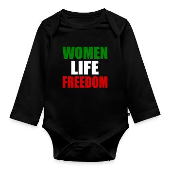 Women life freedom - Body Bébé bio manches longues - noir - Devant