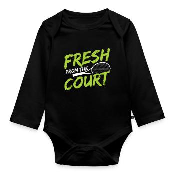 Tennisplatz Spruch Für Tennis - Baby Bio-Langarm-Body - Schwarz - Vorne