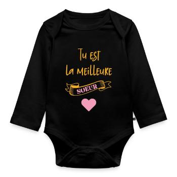 Tu est la meilleure soeur - Body Bébé bio manches longues - noir - Devant