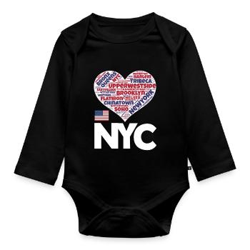 New York - Organic Longsleeve Baby Bodysuit - black - Front