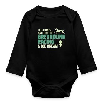 Greyhound Racing Ice Cream Dog Pet Race Animal - Organic Longsleeve Baby Bodysuit - black - Front