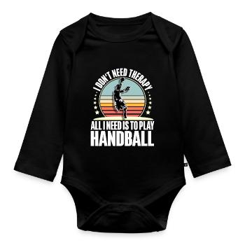 Handball Handballer - Baby Bio-Langarm-Body - Schwarz - Vorne