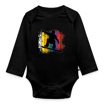 Snowboard - Body Bébé bio manches longues - noir - Devant