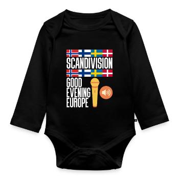 Eurovision Schweden Norwegen Dänemark Finnland - Baby Bio-Langarm-Body - Schwarz - Vorne
