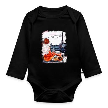 Hamburger Frau blond Skyline Illustration - Body Bébé bio manches longues - noir - Devant