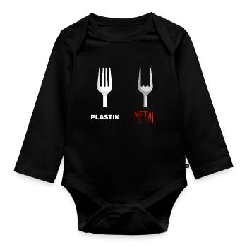 Gabel Plastic Metal Musik - Baby Bio-Langarm-Body - Schwarz - Vorne