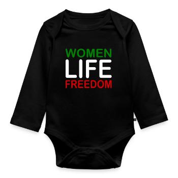 Women life freedom - Body Bébé bio manches longues - noir - Devant