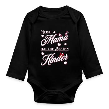 Lustiges meine Mama hat die besten Kinder Design - Baby Bio-Langarm-Body - Schwarz - Vorne