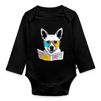 Lole dog scholar - Organic Longsleeve Baby Bodysuit - black - Front