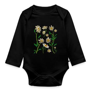 Daisy Nature Fleur Jardinier Cadeau Botanique - Body Bébé bio manches longues - noir - Devant