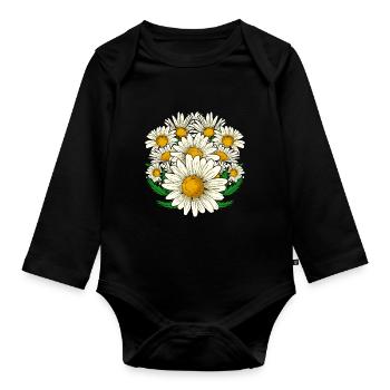 Jardin botanique Marguerite Cadeau Botanique - Body Bébé bio manches longues - noir - Devant