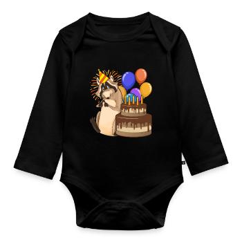 Trash Panda Geburtstags Party Geschenk Waschbär - Baby Bio-Langarm-Body - Schwarz - Vorne