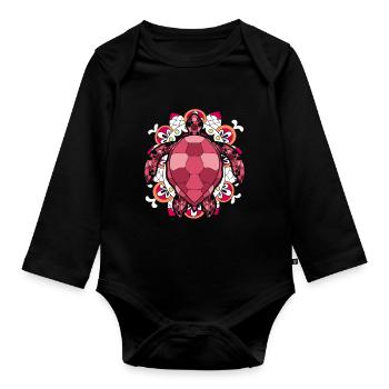 Polynésie Mandala Mer Animal Cadeau Tortue - Body Bébé bio manches longues - noir - Devant
