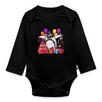 Antarctic Animal Birthday Party Gift Penguin - Organic Longsleeve Baby Bodysuit - black - Front