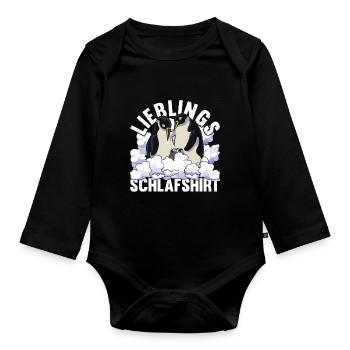 Lieblings Schlafshirt Tier Pyjama Geschenk Pinguin - Baby Bio-Langarm-Body - Schwarz - Vorne