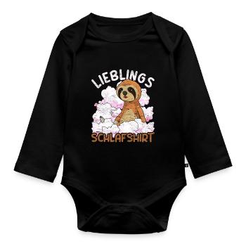 Nachteule Faultier Geschenk Lieblings Schlafshirt - Baby Bio-Langarm-Body - Schwarz - Vorne