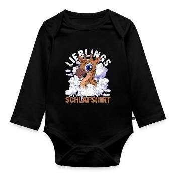 Nachteule Giraffe Geschenk Lieblings Schlafshirt - Baby Bio-Langarm-Body - Schwarz - Vorne