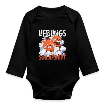 Tier Roter Panda Geschenk Lieblings Schlafshirt - Baby Bio-Langarm-Body - Schwarz - Vorne