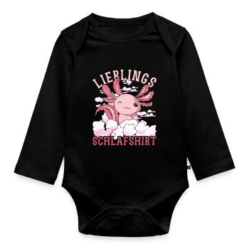 Lieblings Schlafshirt Tier Pyjama Geschenk Axolotl - Baby Bio-Langarm-Body - Schwarz - Vorne