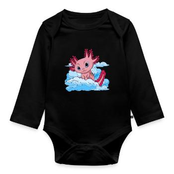 Amphibians Salamander Animal Gift Clouds Axolotl - Organic Longsleeve Baby Bodysuit - black - Front