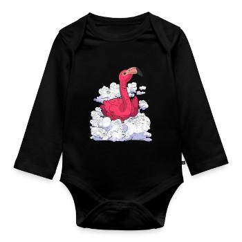 Tropischer Vogel Geschenk Wolken Rosa Flamingo - Baby Bio-Langarm-Body - Schwarz - Vorne