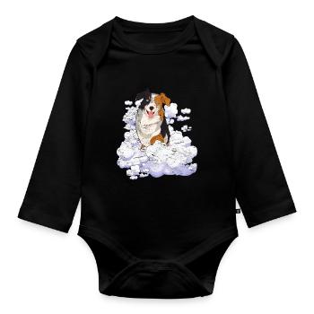 Pet Cloud Dogs Gift Australian Shepherd - Organic Longsleeve Baby Bodysuit - black - Front