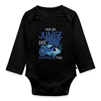 Meerestier Jungen Geschenk Siamesischer Kampffisch - Baby Bio-Langarm-Body - Schwarz - Vorne