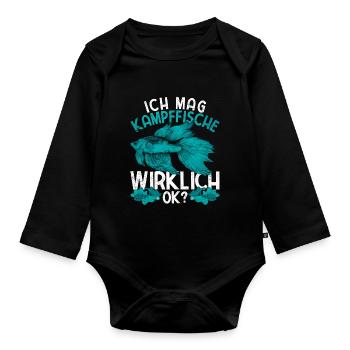 Ich mag Kampffische wirklich ok Ozean Kampffisch - Baby Bio-Langarm-Body - Schwarz - Vorne