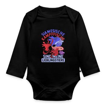 Ozean Tier Meerestier Geschenk Lustiges Kampffisch - Baby Bio-Langarm-Body - Schwarz - Vorne
