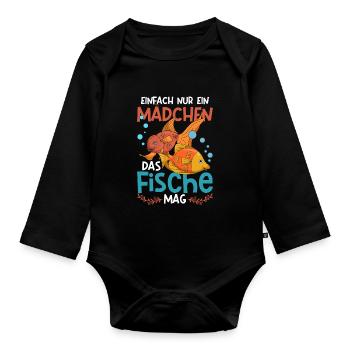 Fischzucht Angler Mädchen Frauen Geschenk Fisch - Baby Bio-Langarm-Body - Schwarz - Vorne
