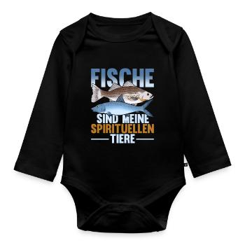 Tierliebhaber Fischzucht Angler Geschenk Fisch - Baby Bio-Langarm-Body - Schwarz - Vorne