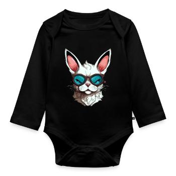 Pinou the streum - Organic Longsleeve Baby Bodysuit - black - Front