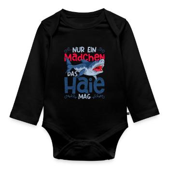 Nur ein Mädchen das Haie mag Ozean Tier Hai - Baby Bio-Langarm-Body - Schwarz - Vorne