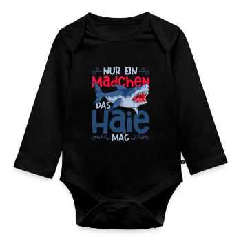 Raubtier Meerestier Ozeantier Mädchen Geschenk Hai - Baby Bio-Langarm-Body - Schwarz - Vorne