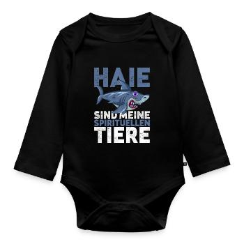 Haie sind meine spirituellen Tiere Lustiges Hai - Baby Bio-Langarm-Body - Schwarz - Vorne