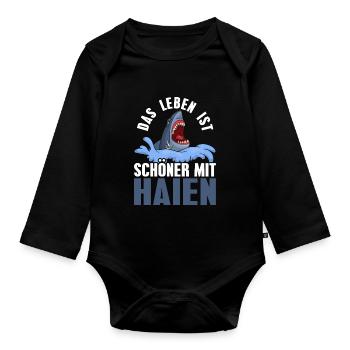 Hailiebhaber Raubtier Ozean Tier Geschenk Lustiges - Baby Bio-Langarm-Body - Schwarz - Vorne