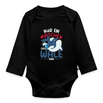 Schwertwal Ozean Killerwal Mädchen Geschenk Wal - Baby Bio-Langarm-Body - Schwarz - Vorne