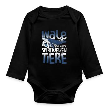 Killerwal Ozean Tier Schwertwal Geschenk Wal - Baby Bio-Langarm-Body - Schwarz - Vorne